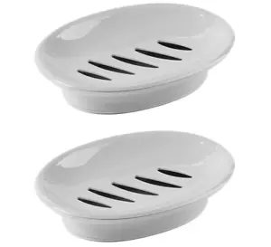 2 Pack Soap Dish with Drain Soap Holder Easy Clean Tray for Bathroom Kitchen - Picture 1 of 1