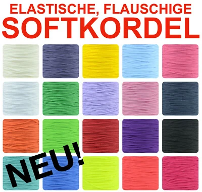 MARKENLOS SOFTKORDEL Gummiband Gummikordel Hutgummi flauschig, für Masken viele Farben