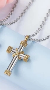 URN CREMATION CROSS ASHES Pendant 925 Sterling Silver 22" Necklace men women GOD - Picture 1 of 11