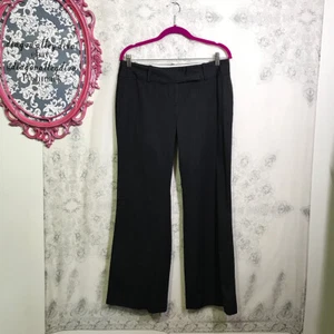Ann Taylor Stretch Wool Mid Rise Dress Pants 8 Charcoal Career Wide Leg Trousers - Picture 1 of 6