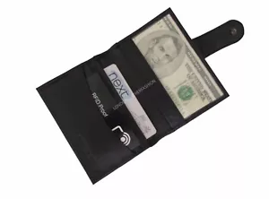 Slim Leather Wallet Removal Card Slots Holder RFID Signal Blocker - Picture 1 of 7