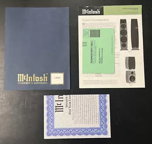Vintage Original McIntosh LS340 Loudspeaker Manual & Warr Certificate Card, NEW - Picture 1 of 7