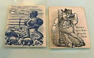 SCARCE Coppia di carte commerciali SATIRICHE 1900 con Uomo Nero e ANGURIE E UN UBRIACO - Foto 1 di 1