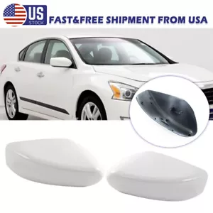 2PCS White Side Mirror Cover Cap For Nissan Altima Sedan 2013-2018 2014 2015 16 - Picture 1 of 9