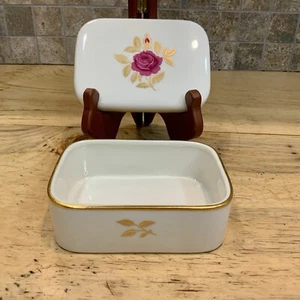 Portasigarette vintage Lenox Rhodora W332 portasigarette bordo oro floreale USA VINTAGE - Foto 1 di 15