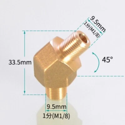 45 Degree Elbow G1/8 Male X G1/8 Male Brass Pipe Fitting 33.5mm Length 2Pcs - Image 1 of 2