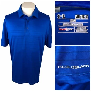 Under Armour Herren Medium Polo kaltschwarz gestreift blau Polyestermischung Stretch gebraucht, in einwandfreiem Zustand - Bild 1 von 10
