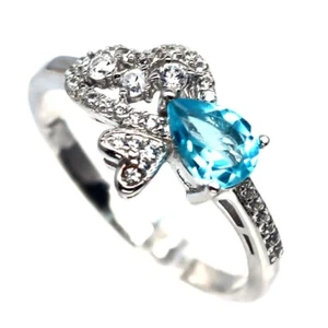 5x7 mm. Anello Topazio Blu Cielo e  Argento Sterling 925 Taglia 8 - Imagen 1 de 2
