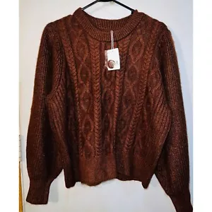 ANA Maglione donna lavorato a maglia con cavo marrone XXL manica lunga prezzo al dettaglio $50 - Foto 1 di 2