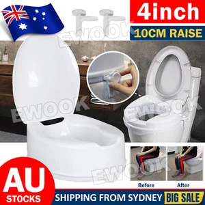 Raised Toilet Seat With Lid 10cm Rise Portable Home Aid Safety Riser Elderly AUS - Picture 1 of 10