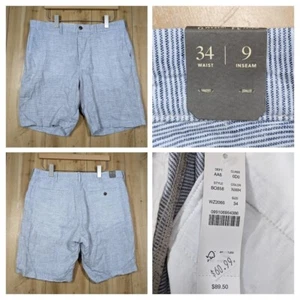 J. Crew 9” Linen Shorts Mens Size 34 Navy White Stripe NWT - Picture 1 of 13