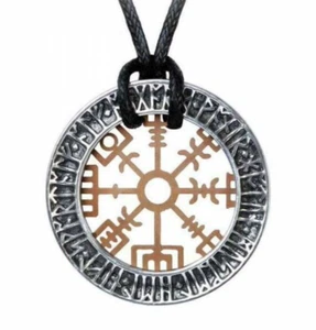 Niu Heimar Vegvisir Pendant Necklace, Viking Runes Asgard Gift, Alchemy England  - Picture 1 of 3