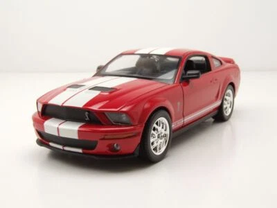 Ford Shelby MUSTANG Gt 500 2007 Rosso Bianco Modellino Auto 1:24 Welly - Immagine 1 di 4