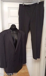 Tommy Hilfiger Mens Suit Size Jacket L 46  Pants L 41 Gray Striped Wool - Picture 1 of 8