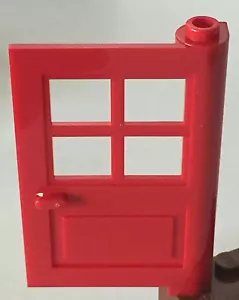 *NEW* 2 Pieces LEGO DOOR 1x4x5 with 4 Panes RED - Picture 1 of 2