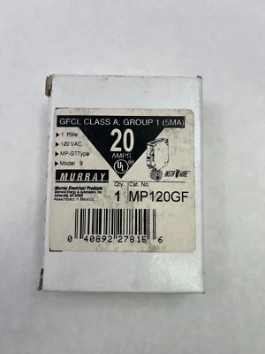 Murray/Siemens MP120GF NIB 1P 20A 120V GFI Breaker See Pics (Murray)