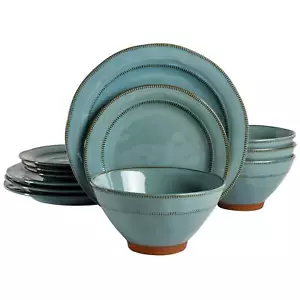 Terranea Round Reactive Glaze Terra Cotta Dinnerware Set Service for Four 12p... - Picture 1 of 9
