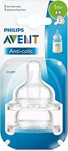Philips Avent Anti-Colic Slow Flow Extra Soft Silicone Teat 1m+ 2-pack - Picture 1 of 2