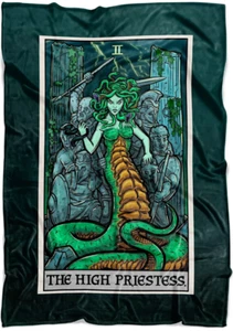 Medusa Blanket The High Priestess Tarot Card Gothic Greek Mythology Decor 80x60 - Picture 1 of 5