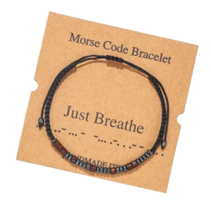 "Just Breathe" Morsecode Armbänder mit verstellbarer Schnur, inspirierende Armbänder - Bild 1 von 3