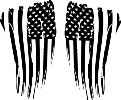 TWO 12" Worn American Flag SET of 2 Vinyl Decal Stickers ANY Color FREE SHIPPING - Image 1 of 4