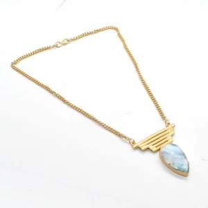 Pear Shape Natural Larimar Gemstone Jewelry Bar Necklace 18'' to 20'' M126 - Picture 1 of 4