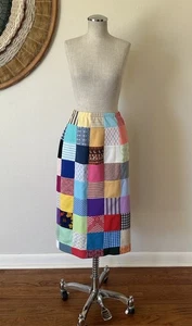 Falda lápiz vintage años 70 edredón retazos cottagecore colorida para mujer pequeña - Imagen 1 de 8
