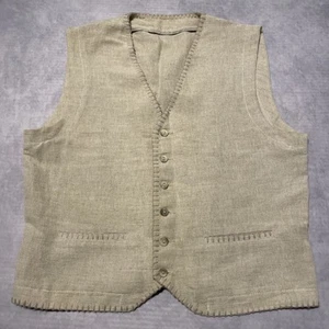 Handmade Womens Linen Waistcoat UK 12 14 Corset Style Vest Beige Cottagecore - Picture 1 of 8