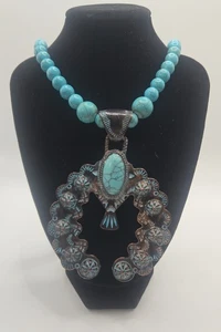 Collar llamativo estilo suroeste imitación turquesa cuentas Thunderbird colgante - Imagen 1 de 2