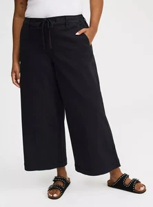 Pantaloni donna Torrid 00 M/L 10 weekend gamba larga elasticizzati neri alla caviglia nuovi con etichette $66 - Foto 1 di 9