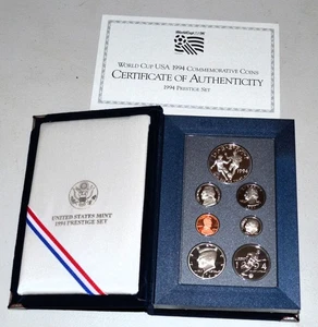 WM 1994-S Prestige Set 7 Münzen PP mit WM Silber Dollar - Bild 1 von 3