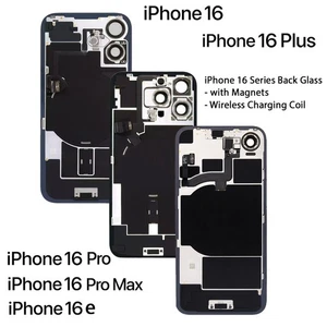iPhone 16 Series Back Glass Replacement – Preinstalled Mag-Safe & Wireless Coil - Picture 1 of 6