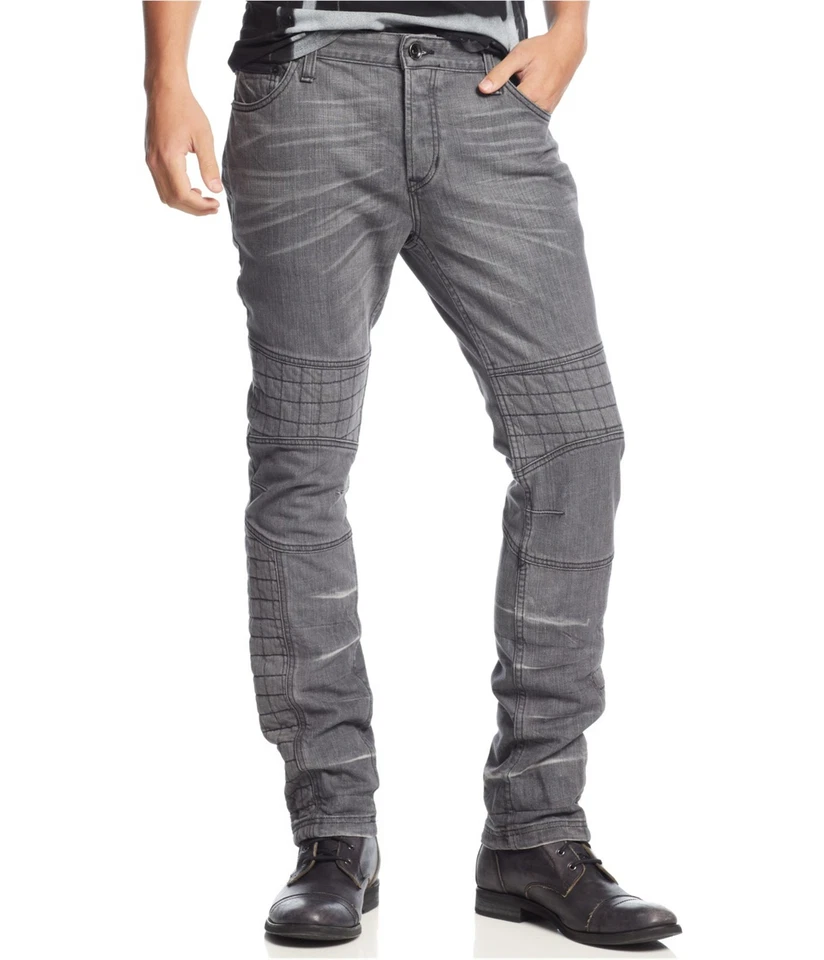 Rogue State Mens Moto Slim Fit Jeans, Grey, 31W x 32L - Image 1 of 1