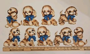 1950's Precut Vintage Iron-On Fabric Appliques for Sewing & Crafts PUPPY BLUE - Picture 1 of 5