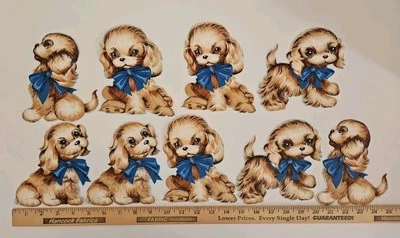 1950's Precut Vintage Iron-On Fabric Appliques for Sewing & Crafts PUPPY BLUE - Image 1 of 4