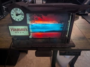 Vintage Rare Hamm's Beer Dusk to Dawn Lighted Motion/Clock Beer Sign READ - Picture 1 of 22