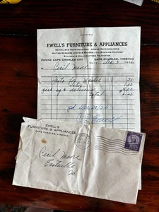 Declaración del cliente 1956 Ewell’s Furniture & Appliances Store Cape Charles VA - Imagen 1 de 4