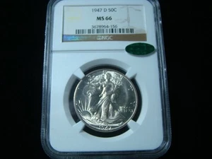 1947-D Walking Liberty Silber Half Dollar NGC gestempelt MS66 CAC #3678964-156 - Bild 1 von 4