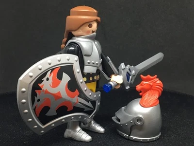 Playmobil Joan of Arc Medieval Woman Knight w/ sword & lion helmet - C42 Knights - Image 1 of 4