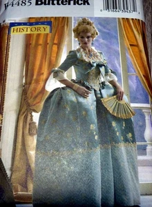 Womens 18th Century Court Dress Costume Butterick Pattern B4485 6-8-10-12 Uncut - Picture 1 of 2