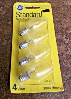 GE Standard Night Light Bulbs 4 Watt 2000 Hrs 4 Bulbs For Night Lights Indicator - Image 1 of 3