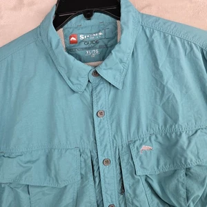 Simms Guide Shirt Mens XL Fishing Performance Button Up Outdoor Turquoise - Picture 1 of 9