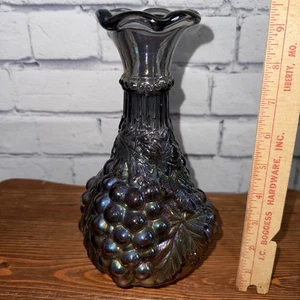 Vintage Imperial Grape Carnival Glass Amethyst Vase 9 3/4"- - Picture 1 of 6