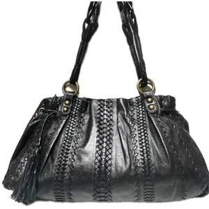 ISABELLA FIORE XL COCO DREAM WEAVER WHIPSTICHED TASSELED HOBO HANDBAG Y2K $695 - Picture 1 of 14