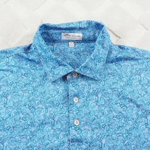 Peter Millar AOP Sommer Comfort Poloshirt Herren Large blau E-Gitarren - Bild 1 von 9