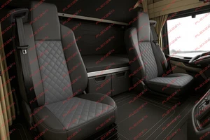 2 Coprisedile Grigio Camion 1+1 Ecopelle Imbottita Lusso per MAN TGX EURO 6 2021 - Imagen 1 de 6