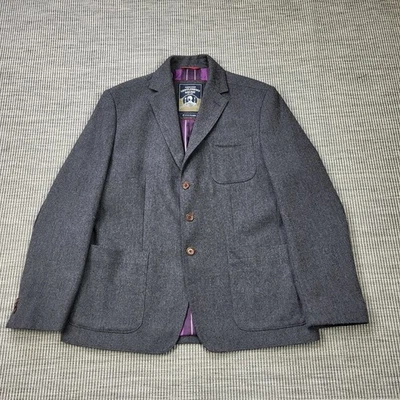 White Stuff Gentlemen's Relish Tweed Blazer Jacket Mens XL Grey Herringbone Wool - Image 1 of 4