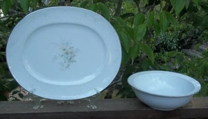 NORITAKE ANTICIPATION 2963 ROUND SERVING BOWL 9" AND OVAL PLATTER 13 1/2" - Picture 1 of 5