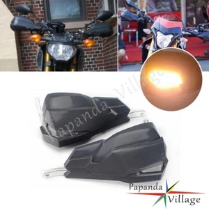 Pair Gray Handlebar Hand Guards W/LED Turn Signal Lights For Honda Yamaha Suzuki - Picture 1 of 8