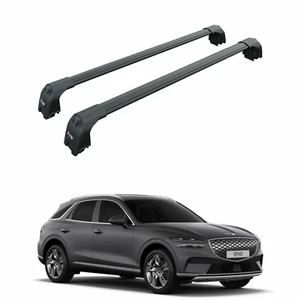 For Genesis GV70 2022-Up Roof Rack Cross Bars Metal Bracket Flush Rail Alu Black - Foto 1 di 9